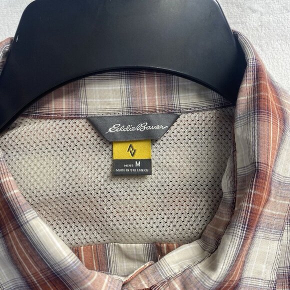 Eddie Bauer Plaid Collared Button-Up Short Sleeve Shirt Men Medium Multicolor - Picture 8 of 16